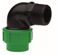 Toon details van Knie PE met buitendraad 40 mm x 1¼ ", 16 bar, KIWA Afbeeldingen van Knie PE met buitendraad 40 mm x 1¼ ", 16 bar, KIWA