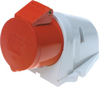 Toon details van Wandcontactdoos, 400 Volt 3P + N + A, 16 Amp. Afbeeldingen van Wandcontactdoos, 400 Volt 3P + N + A, 16 Amp.