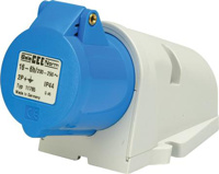 Toon details van Wandcontactdoos, 230 Volt 2P + A, 16 Amp. Afbeeldingen van Wandcontactdoos, 230 Volt 2P + A, 16 Amp.