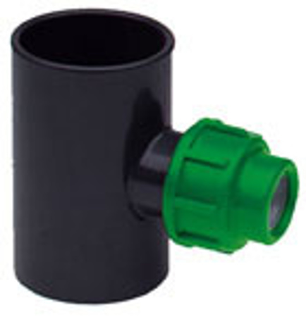 Picture of T-stuk tyleen x PVC, 63 x 20 x 63, 10 bar